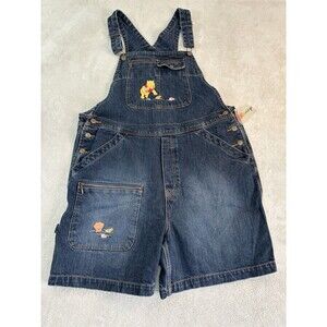 Disney Vintage Winnie The Pooh Embroidered Denim Overalls Short XL Womens NEW
